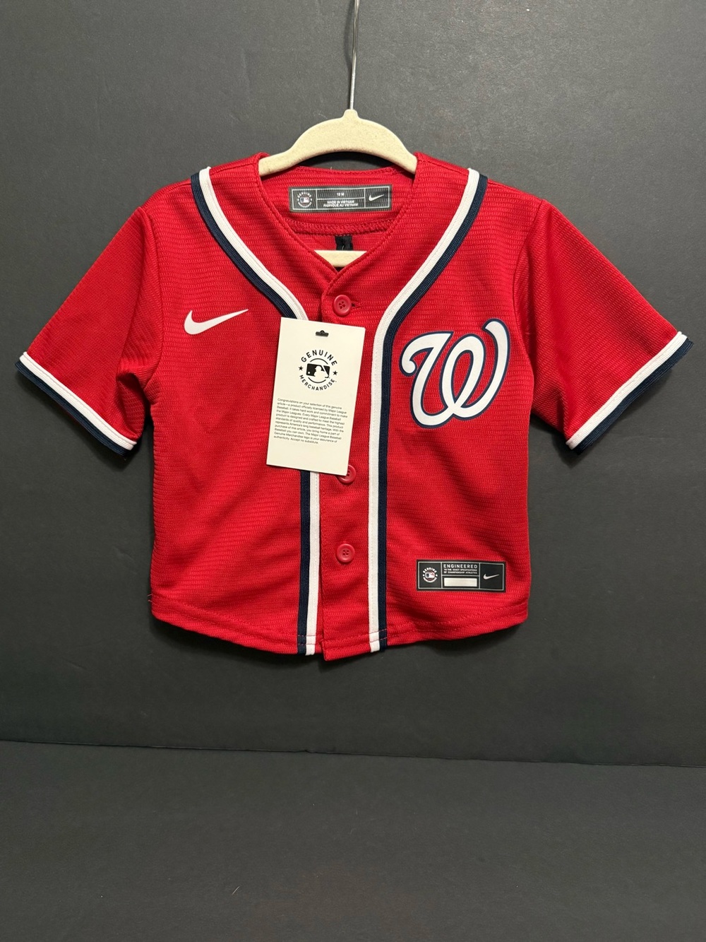 Washington Nationals Nike Baby Red Alt MLB Baseball Jersey 12M New W Tag